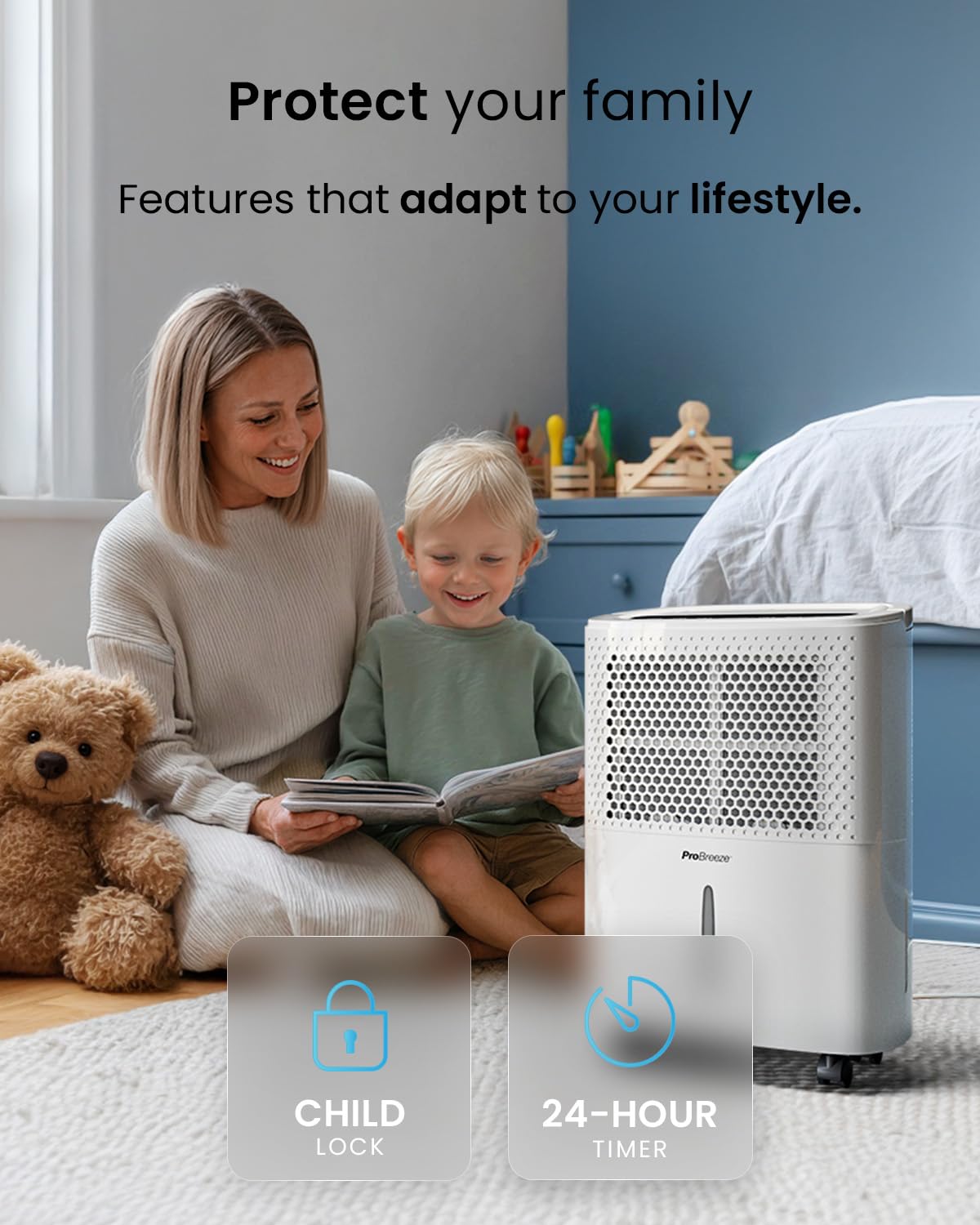 Pro Breeze 12L/Day Dehumidifier with Automatic Humidity Sensor & Display