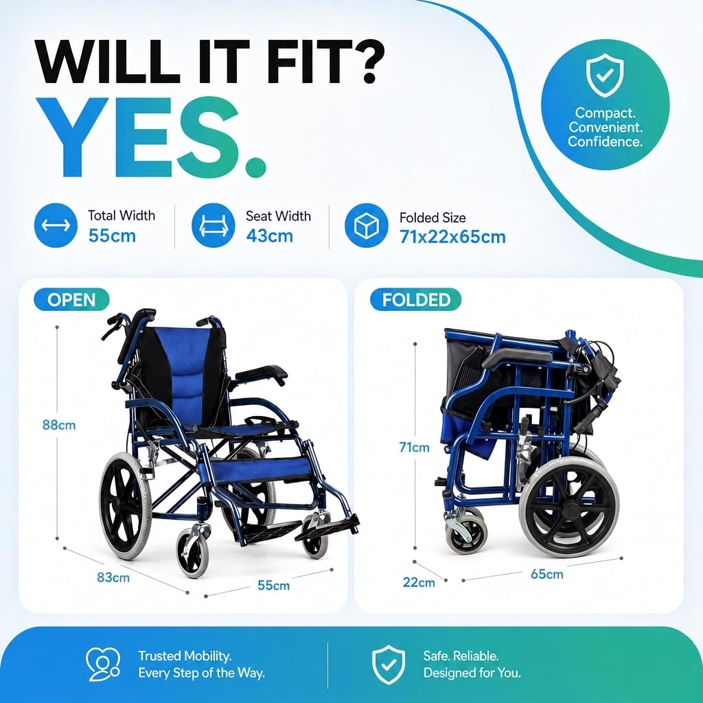 Ultra Lightweight Folding Wheelchair Transit Transport 11 kg