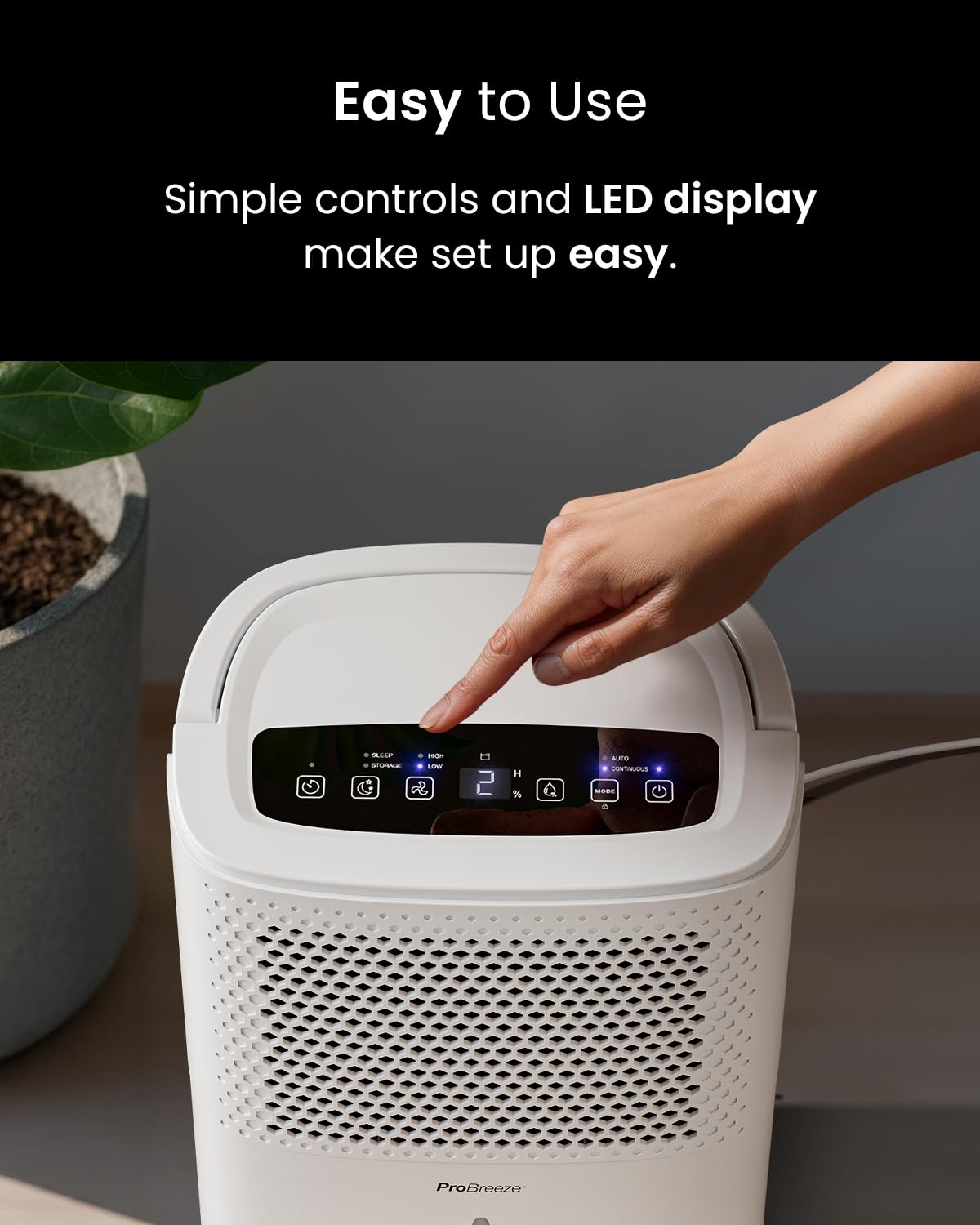 Pro Breeze 12L/Day Dehumidifier with Automatic Humidity Sensor & Display