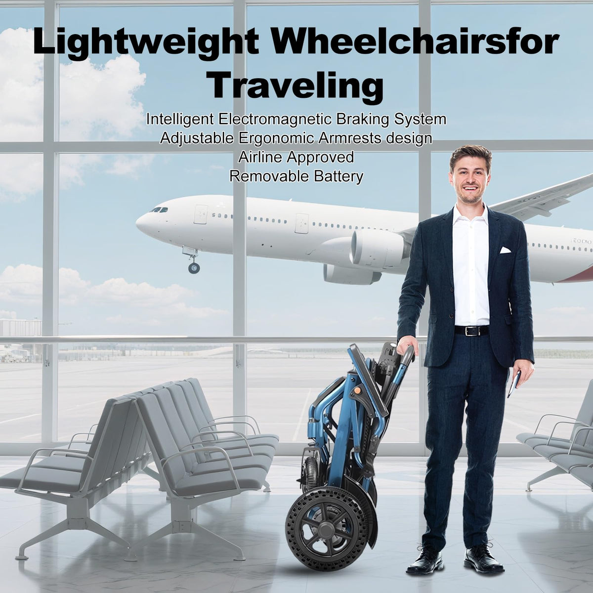 Foldable Lightweight Electric Wheelchair with 500W Motor