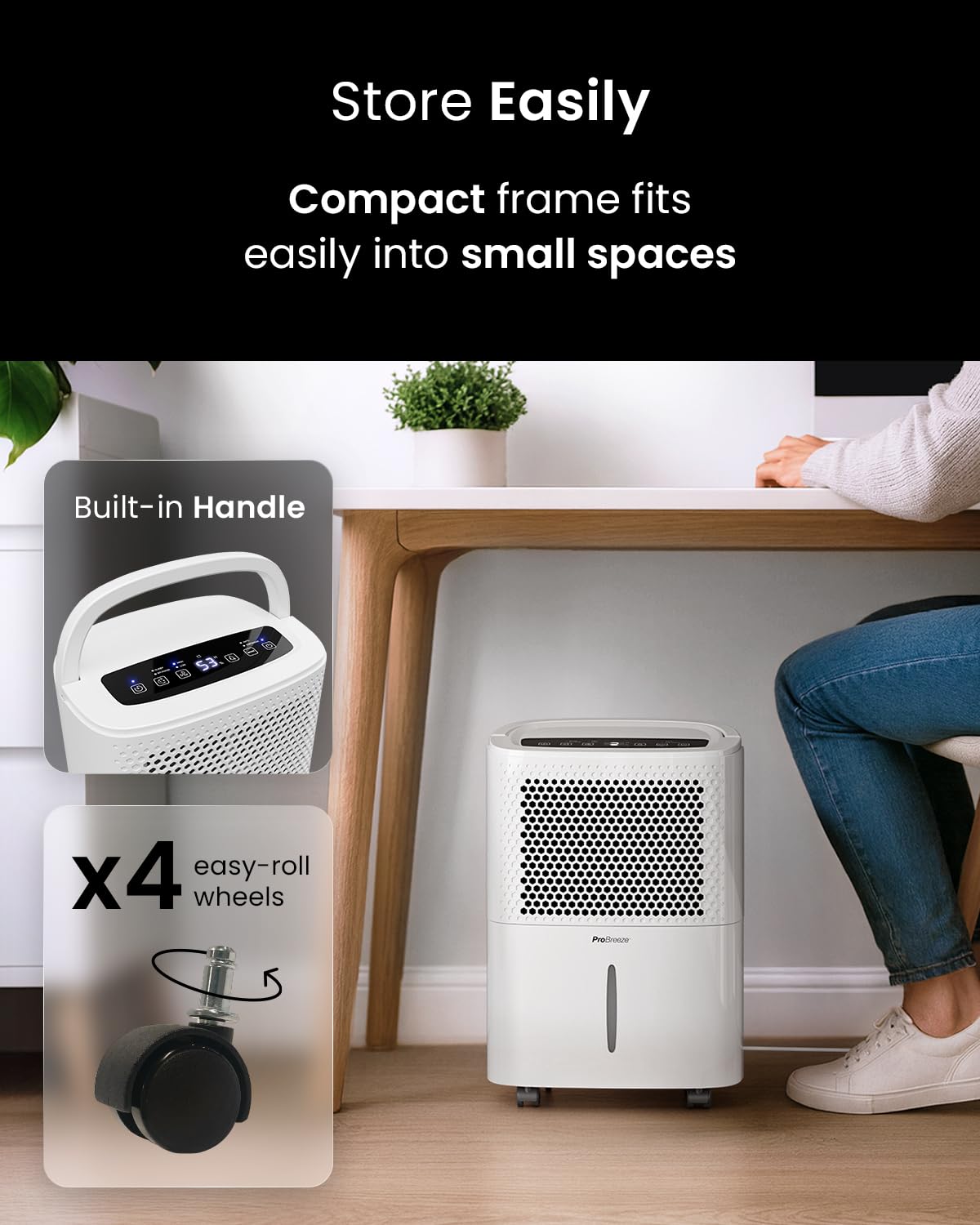 Pro Breeze 12L/Day Dehumidifier with Automatic Humidity Sensor & Display