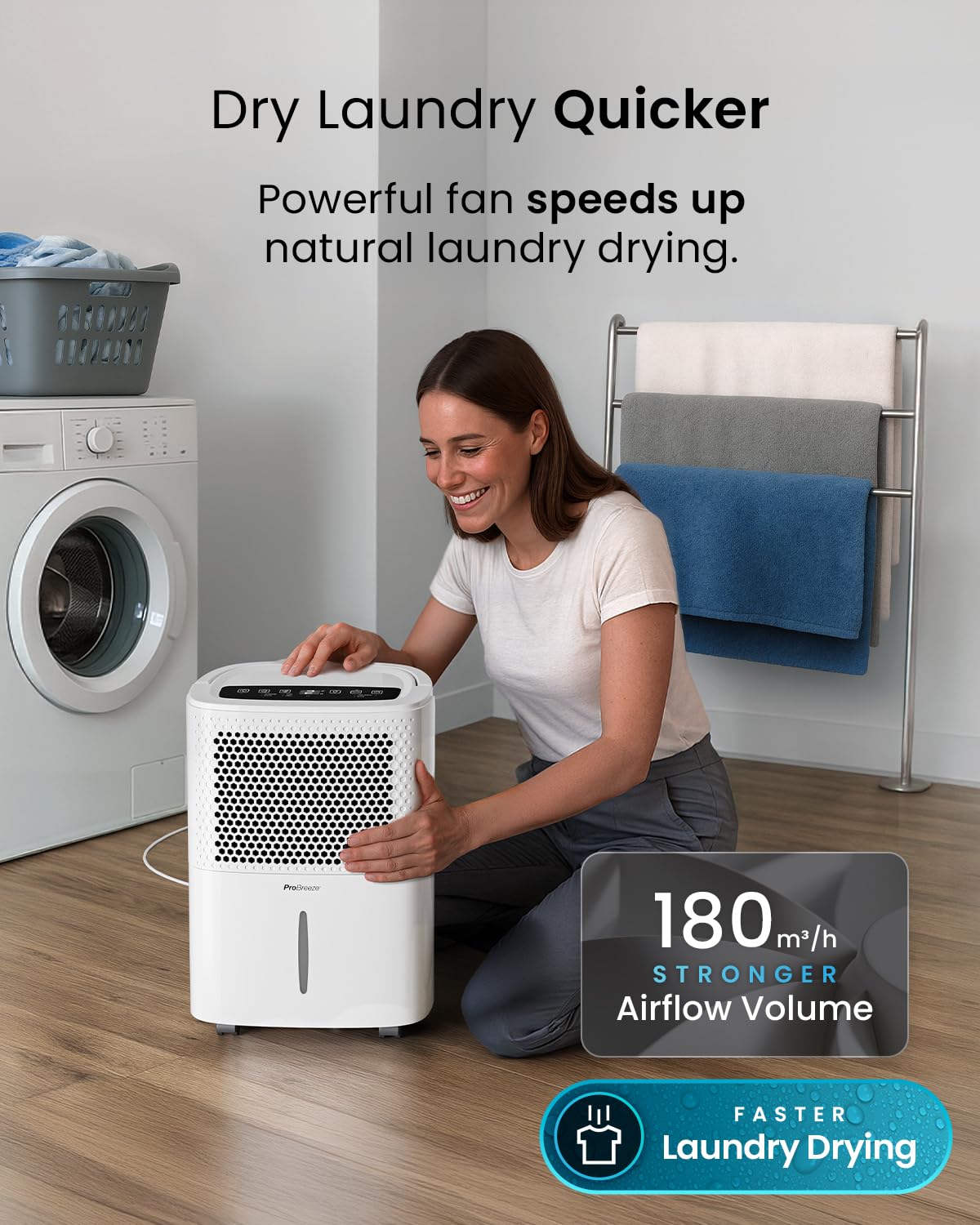 Pro Breeze 12L/Day Dehumidifier with Automatic Humidity Sensor & Display