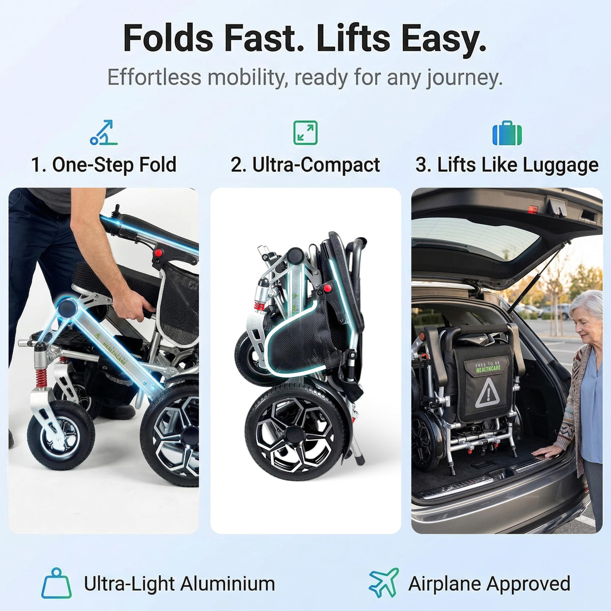 Ultra Lightweight Folding Electric Wheelchair Aluminium